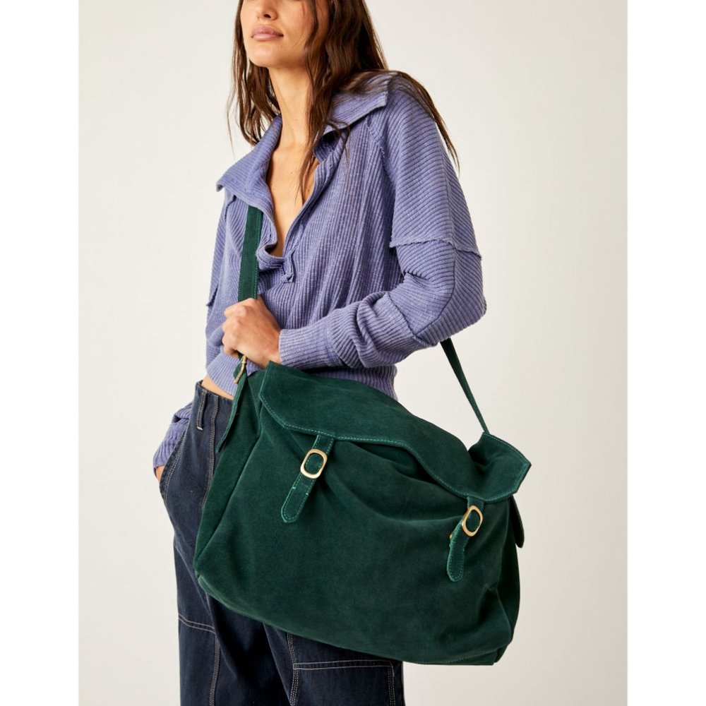 Free People Deep Green Suede Shoulder Bag - Picture 6 of 10